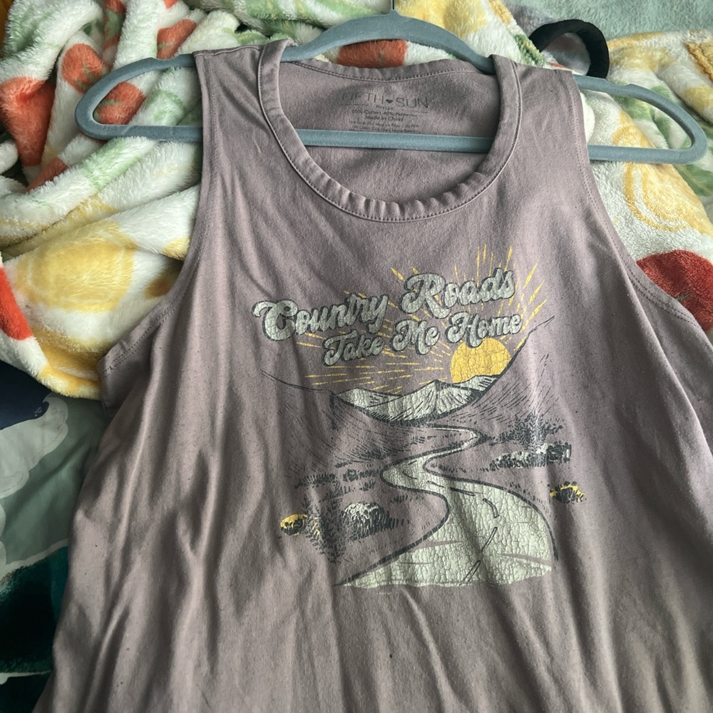 Fifth Sun Country Roads Graphic Tank Top - Lavender